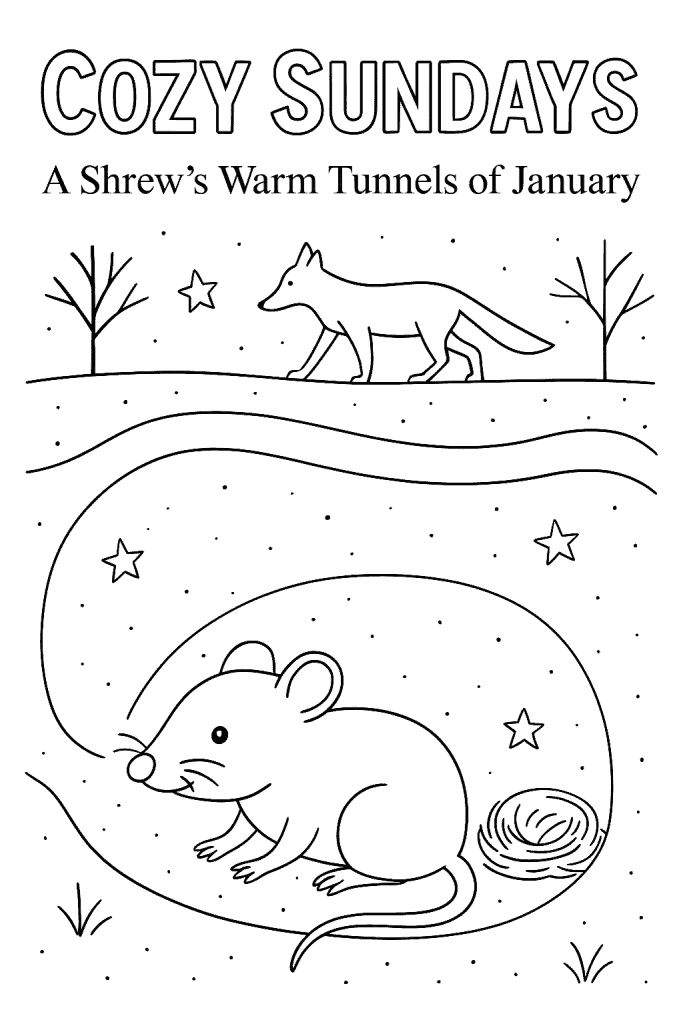 A Shrew's Warm Tunnels of January Coloring Page